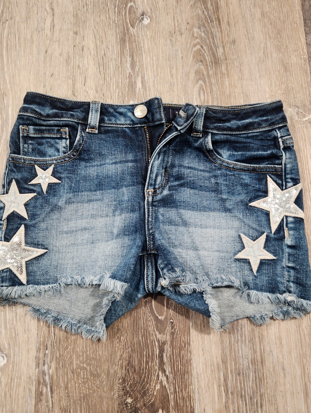 Youth Sz 12 Miss Me Blue Star Appliqué Denim Shorts